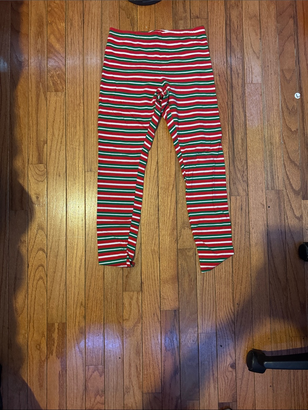 Holiday Time Striped Leggings - Red, Green & White